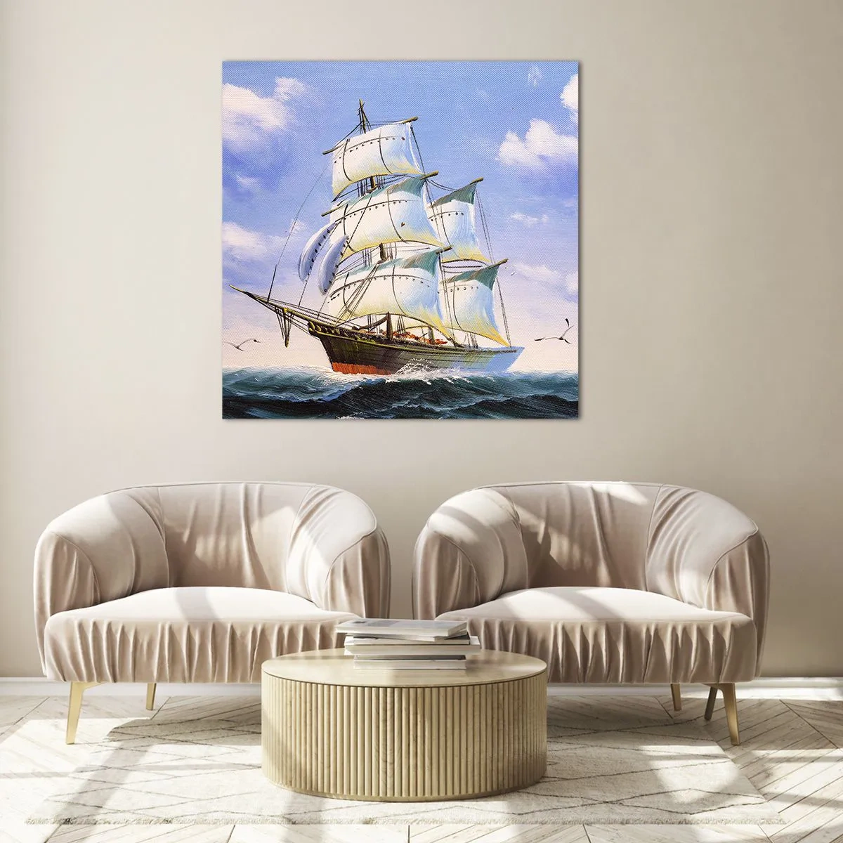 Glasbild - Bild auf glas - Mit Stolz mit dem Wind - 70x70 cm