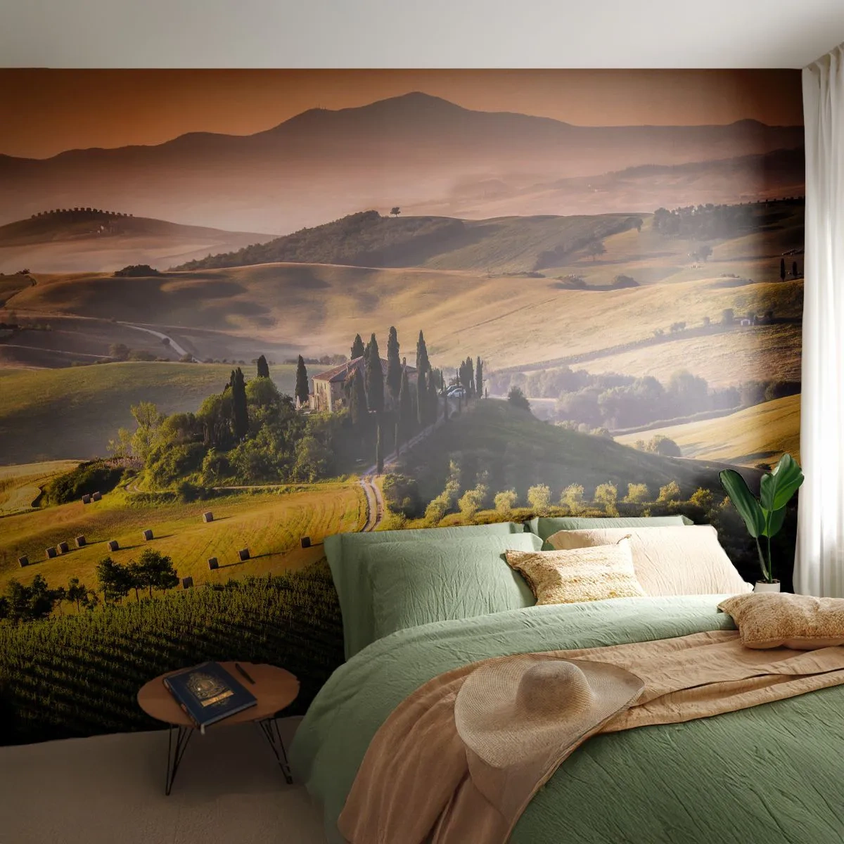 Fototapete Premium Sand - Arkadien - die toskanische Landschaft - Landschaft, Toskana, Weinberge - 100x70 cm