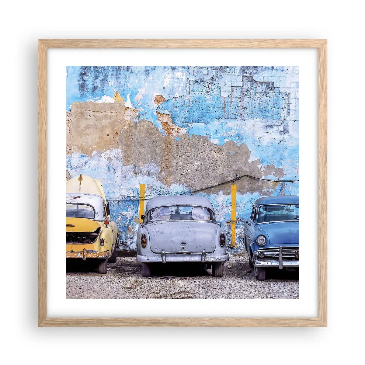 Poster in einem Rahmen aus heller Eiche - Treffen der Veteranen - 50x50 cm