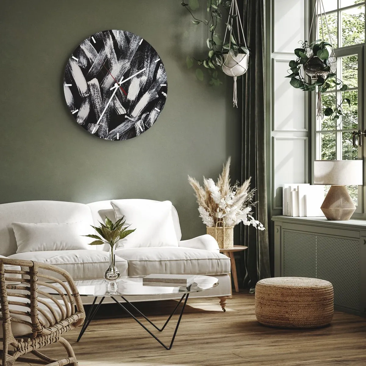 Wanduhr - Glasuhr - Abstraktion im industriellen Geist - 30x30 cm