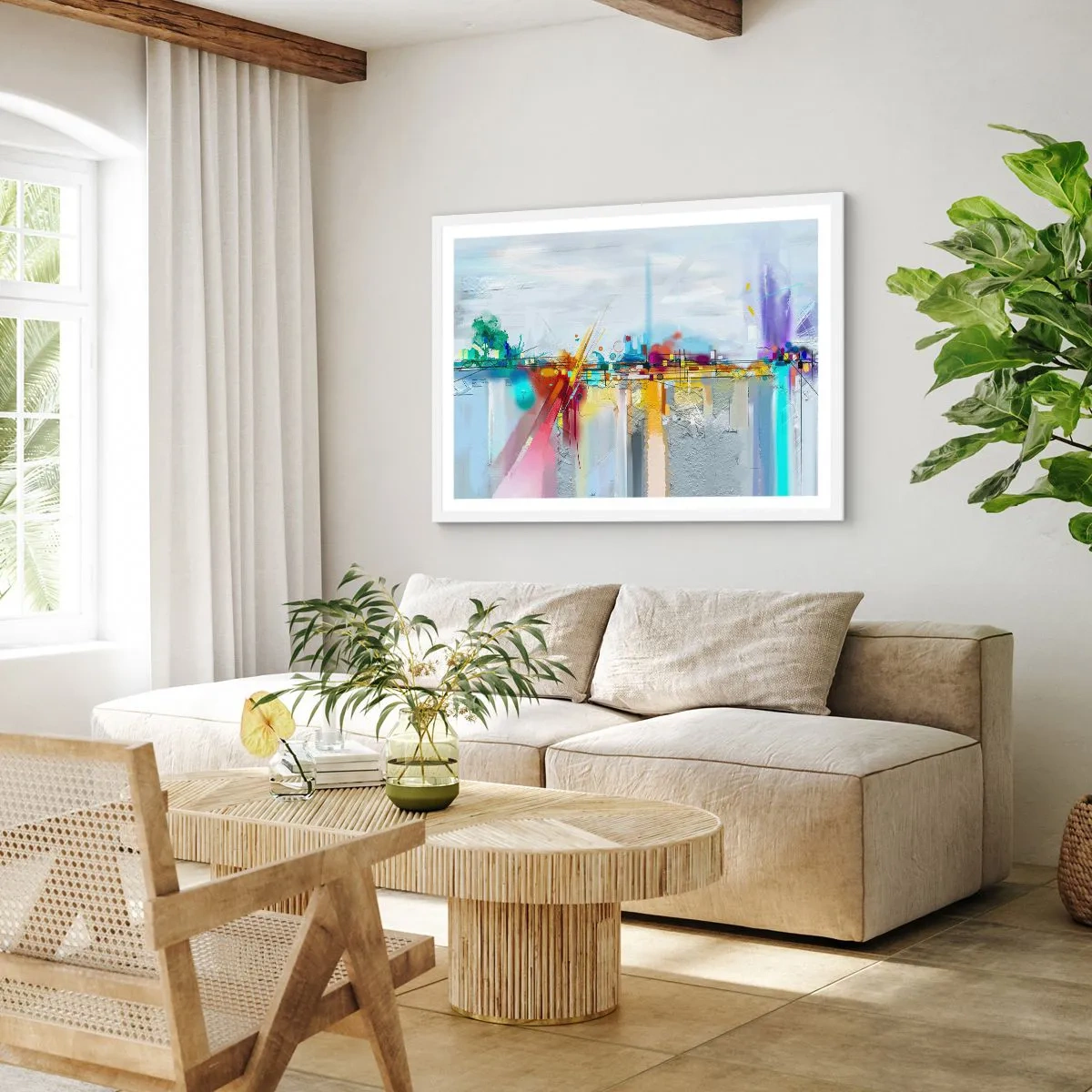 Poster in einem weißen Rahmen - Freudenbrücke über den Fluss des Lebens - 40x30 cm