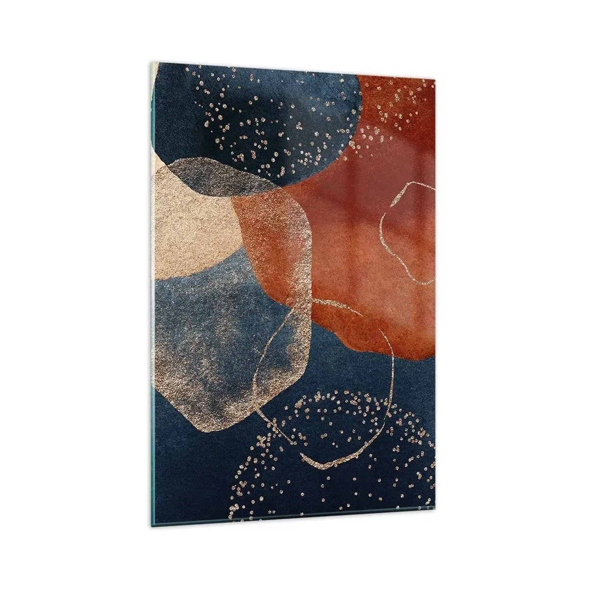 Glasbild - Bild auf glas - Abstrakte Formen in Rot- und Blautönen - 80x120cm - Die Leichtigkeit des Seins - Moderne Wanddekoration für Wohnzimmer und Schlafzimmer ARTTOR