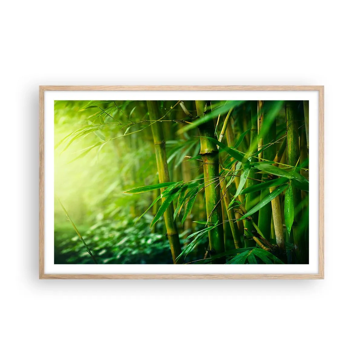 Poster in einem Rahmen aus heller Eiche - Lerne Grün selbst kennen - 91x61 cm