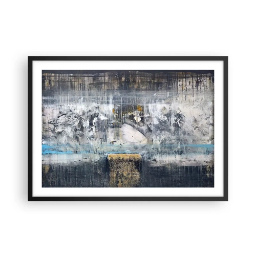 Poster in einem schwarzem Rahmen - Abstrakte Komposition in kühlen Tönen - 70x50cm - Wie auf Eis, wie nach Dezember - Moderne Wanddekoration für Wohnzimmer und Schlafzimmer ARTTOR