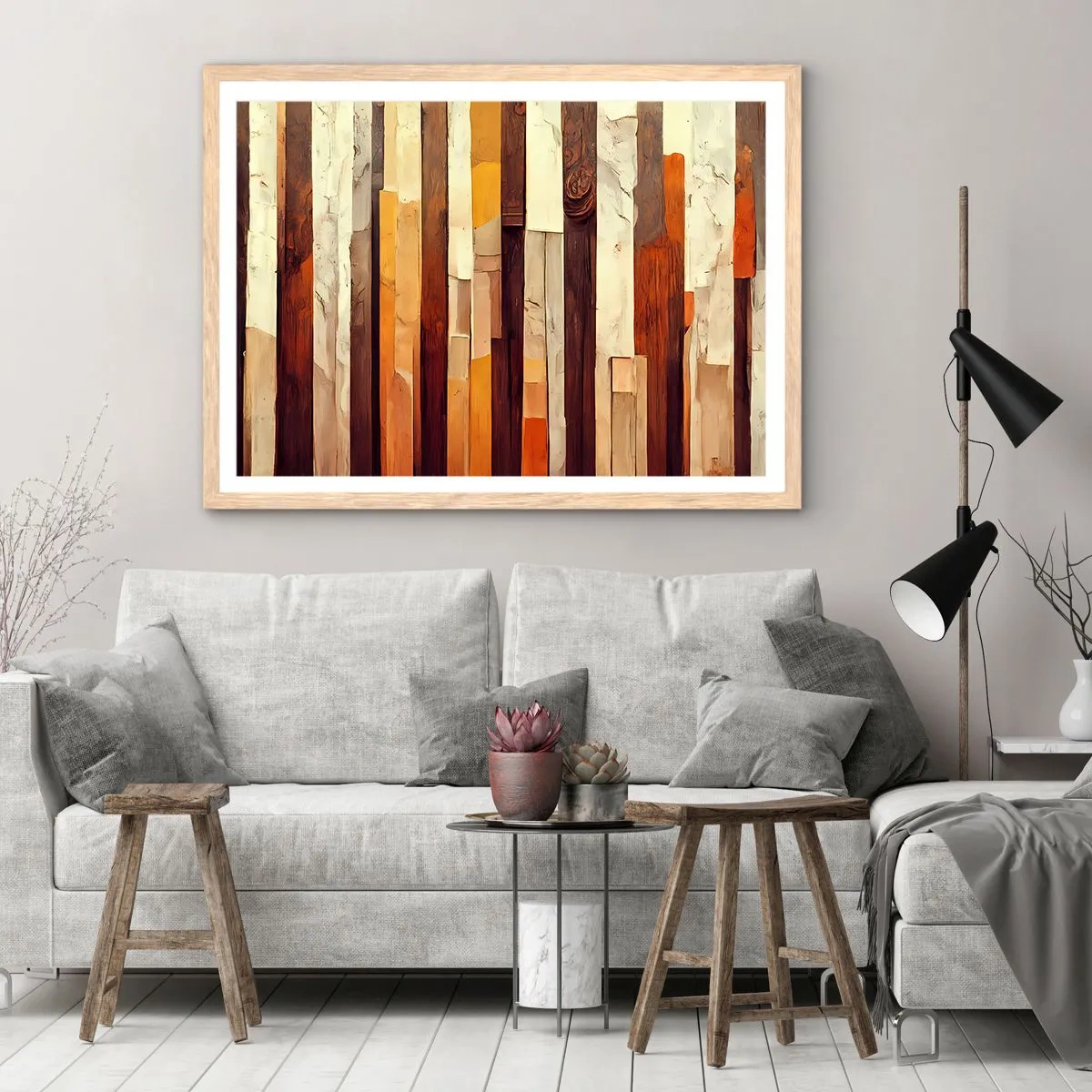 Poster in einem Rahmen aus heller Eiche - Hymne der Waldbäume - 50x40 cm