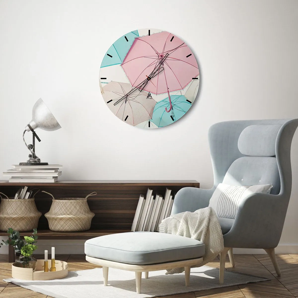 Wanduhr - Glasuhr - Mal Sonne, mal Regen - 30x30 cm