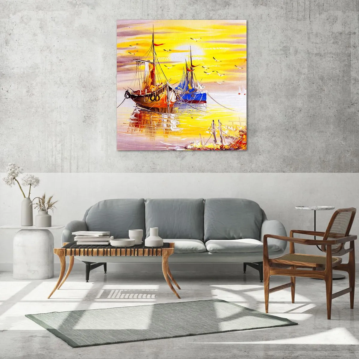 Glasbild - Bild auf glas - Eine wohlverdiente Pause im Hafen - 30x30 cm