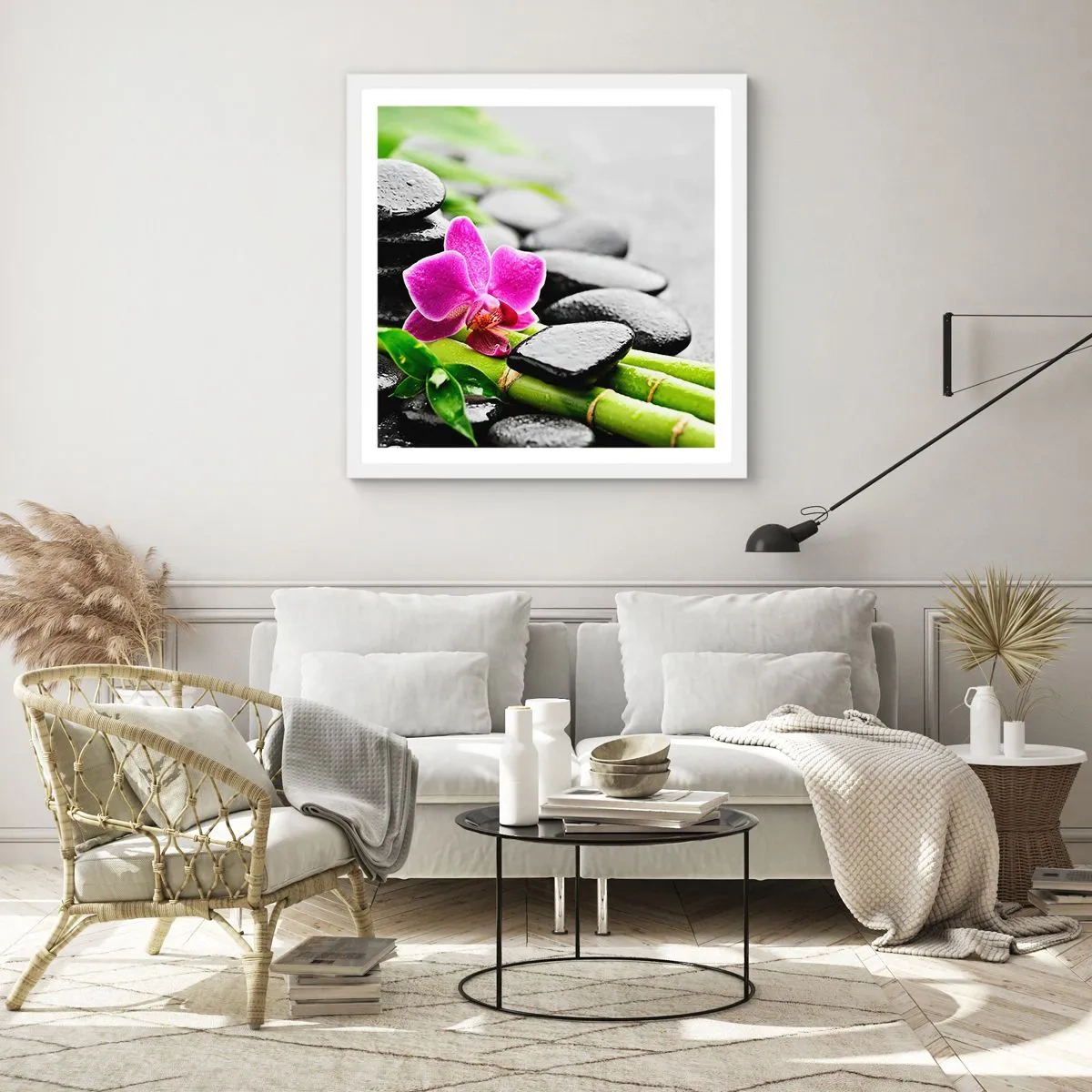 Poster in einem weißen Rahmen - In ruhiger Balance - 60x60 cm