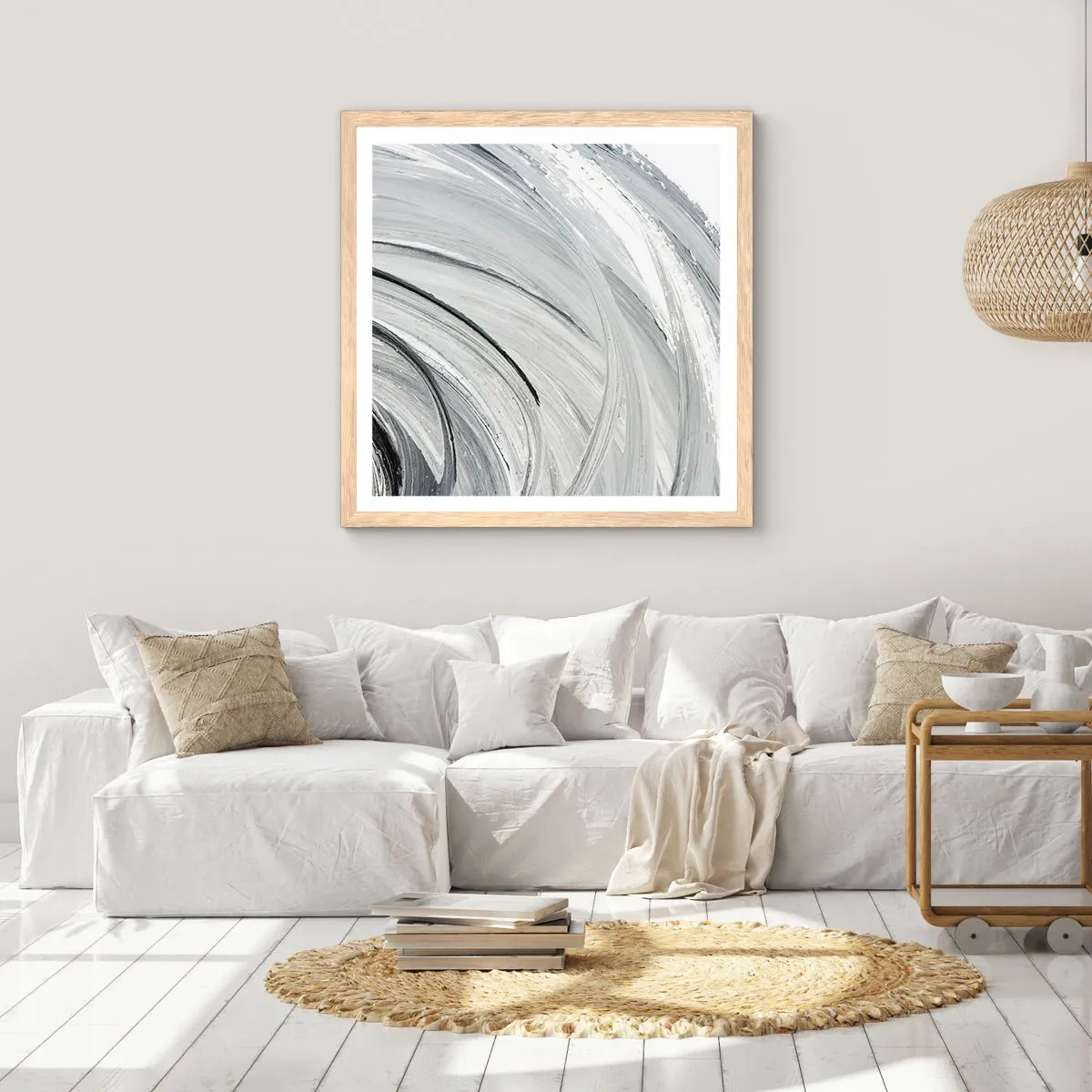 Poster in einem Rahmen aus heller Eiche - Orbitale Komposition - 60x60 cm