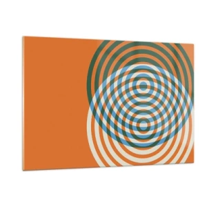Glasbild - Bild auf glas - Abstrakte geometrische Grafik mit konzentrischen Kreisen - 120x80cm - Abstrakte kreisförmige Variation - Moderne Wanddekoration für Wohnzimmer und Schlafzimmer ARTTOR