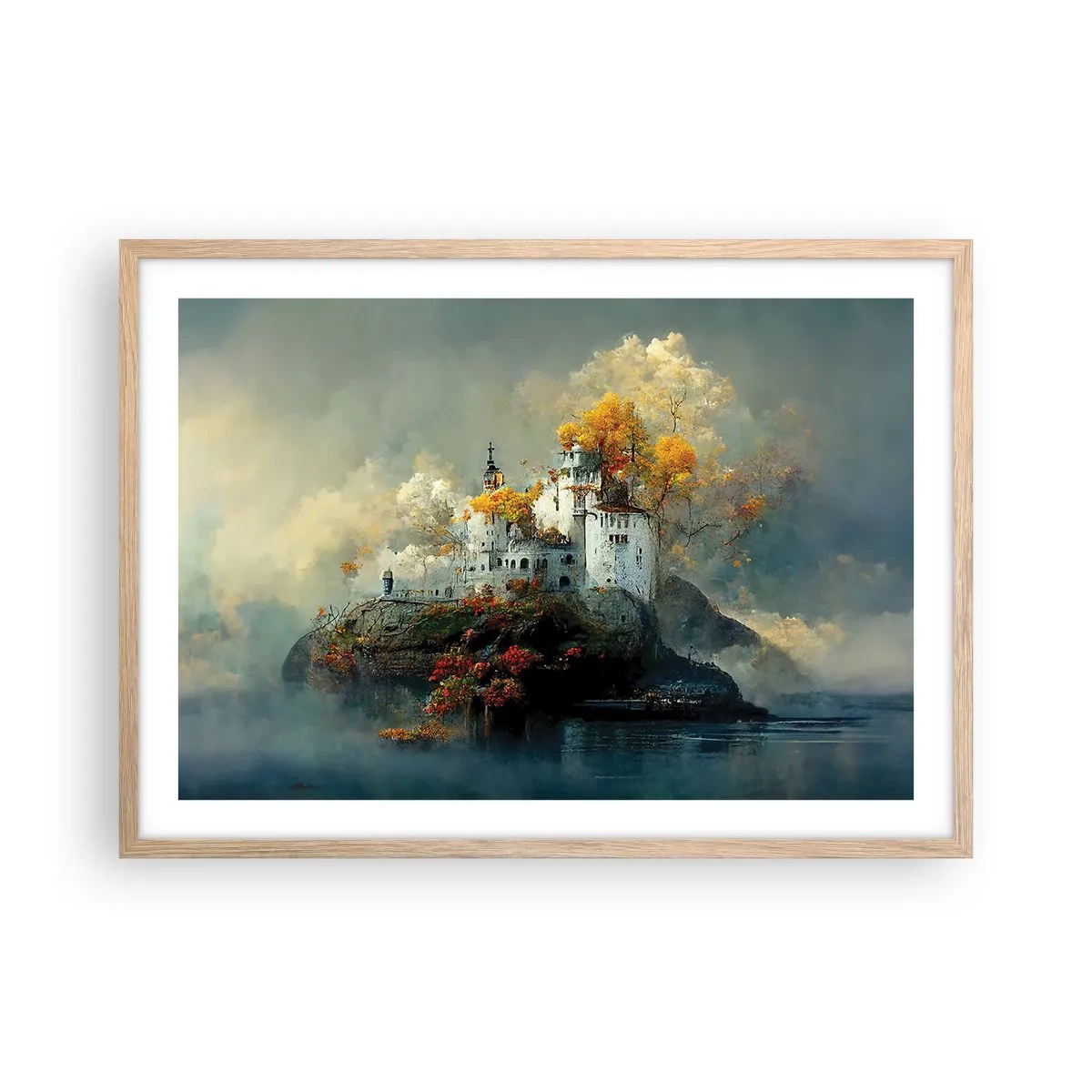 Poster in einem Rahmen aus heller Eiche - Beginn einer romantischen Geschichte - 70x50 cm