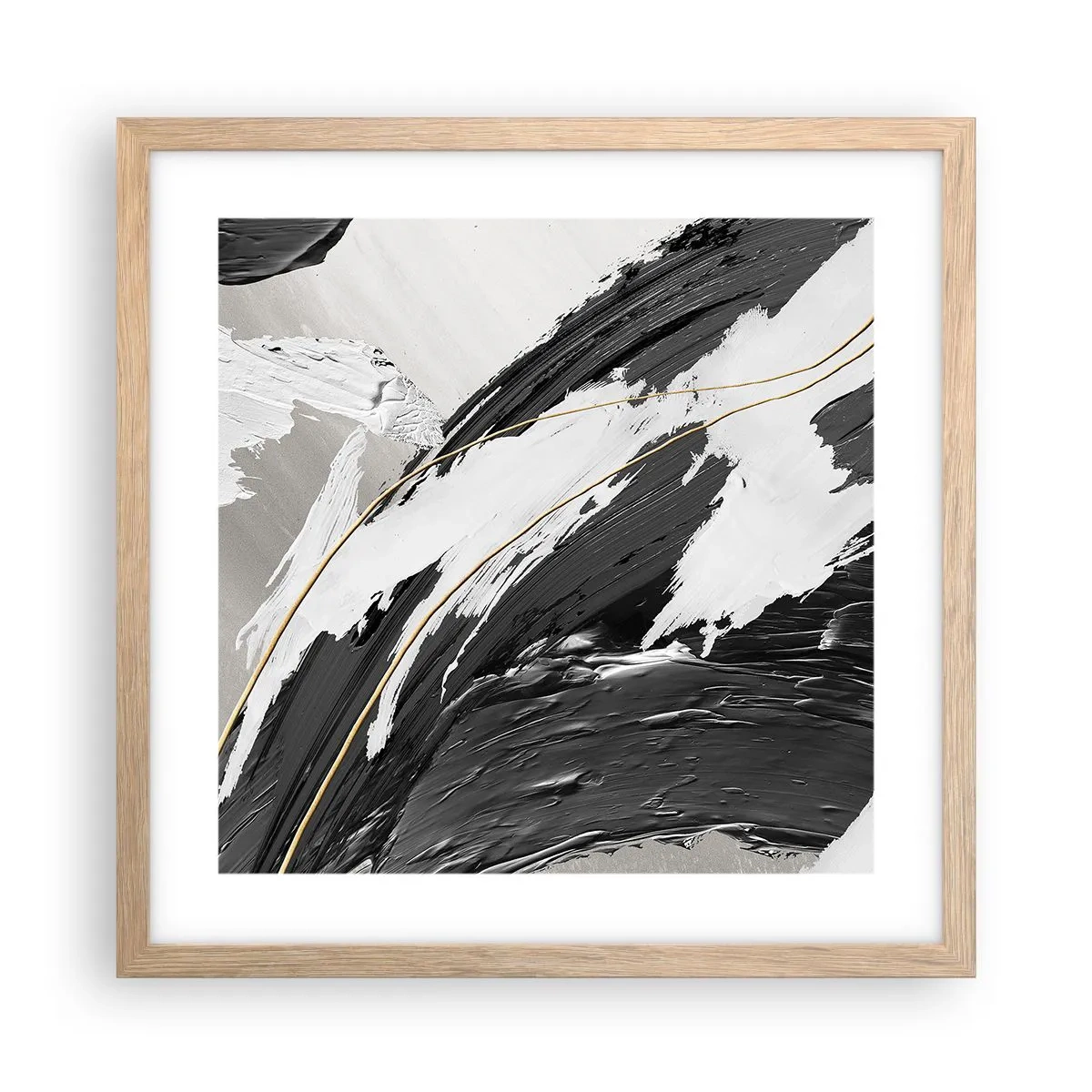 Poster in einem Rahmen aus heller Eiche - Abstraktion in großem Stil - 40x40 cm