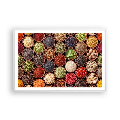 Poster in einem weißen Rahmen - Alle Aromen der Welt - 91x61 cm