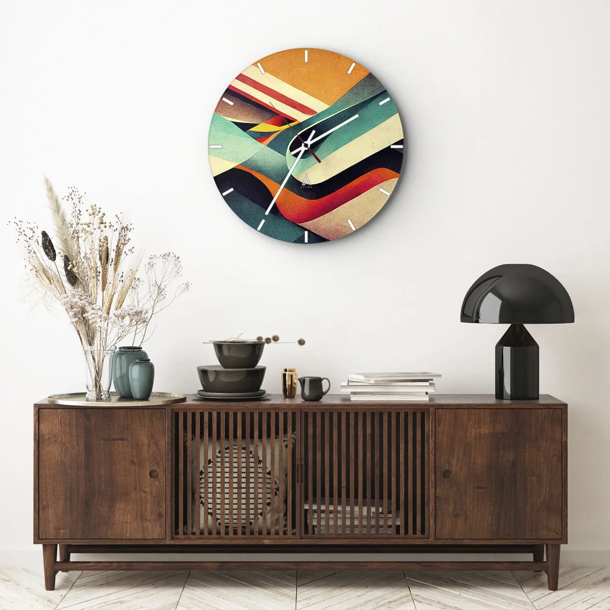 Wanduhr - Glasuhr - Intensive Komposition - 40x40 cm