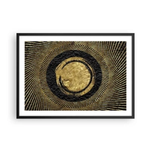 Poster in einem schwarzem Rahmen - Geometrische Komposition in Schwarz und Gold mit Strahlen - 70x50cm - Glamour-Komposition - Moderne Wanddekoration für Wohnzimmer und Schlafzimmer ARTTOR