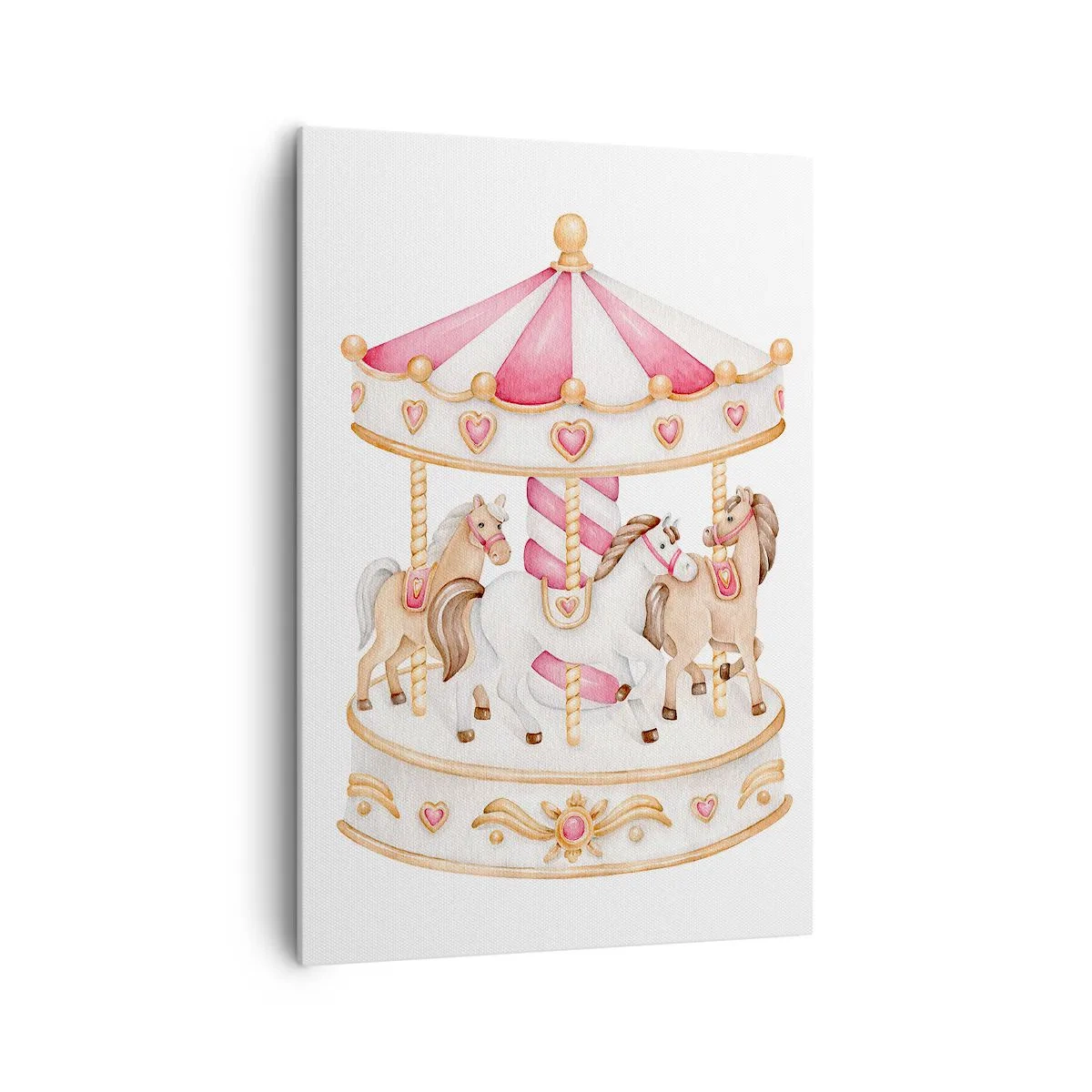 Bild auf Leinwand - Leinwandbild - Buntes Vintage-Karussell mit Pferden - 70x100cm - Süße Welt der Kindheit - Moderne Wanddekoration für Wohnzimmer und Schlafzimmer ARTTOR