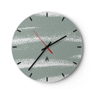 Wanduhr - Glasuhr - Winterstruktur mit Abschürfungen in grünlichem Ton - 30x30cm - Abstraktion im Winterklima - Moderne Wanddekoration für Wohnzimmer, Küche und Schlafzimmer ARTTOR