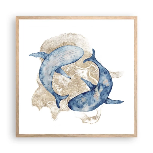 Poster in einem Rahmen aus heller Eiche - Freundschaft oder Liebe? - 60x60 cm