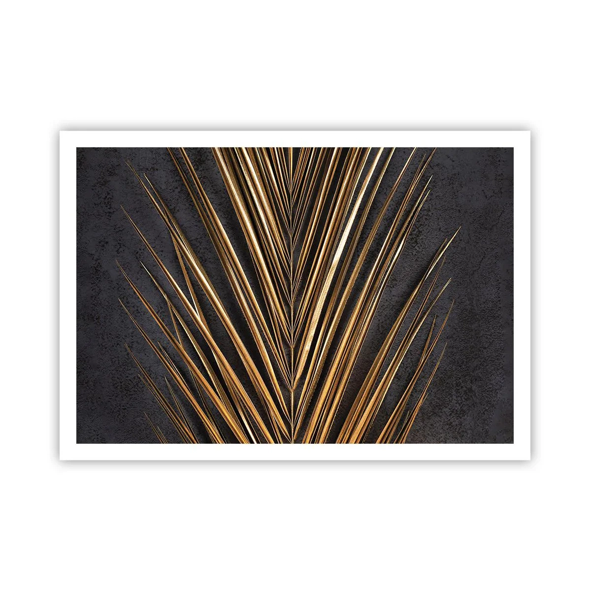 Poster - Goldenes tropisches Blatt auf schwarzem Hintergrund - 100x70cm - Das Gold der Tropen - Moderne Wanddekoration für Wohnzimmer und Schlafzimmer ARTTOR
