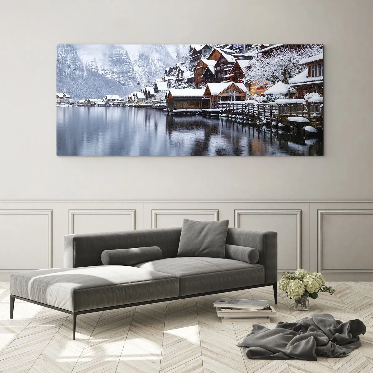 Glasbild - Bild auf glas - In winterlicher Dekoration - 90x30 cm