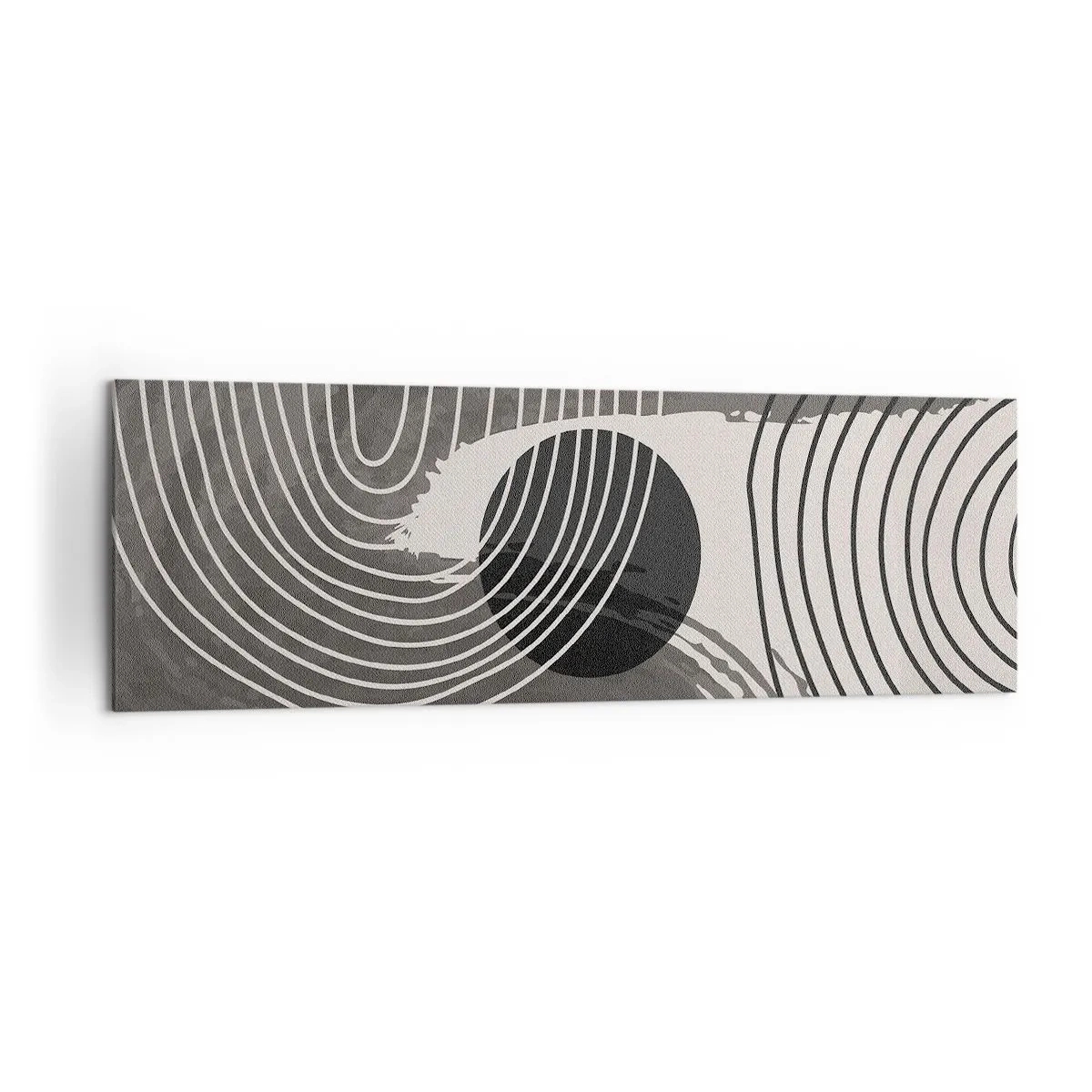 Bild auf Leinwand - Leinwandbild - Geometrische Linien und Ovale in monochromen Farbtönen - 160x50cm - Oval gewinnt - Moderne Wanddekoration für Wohnzimmer und Schlafzimmer ARTTOR