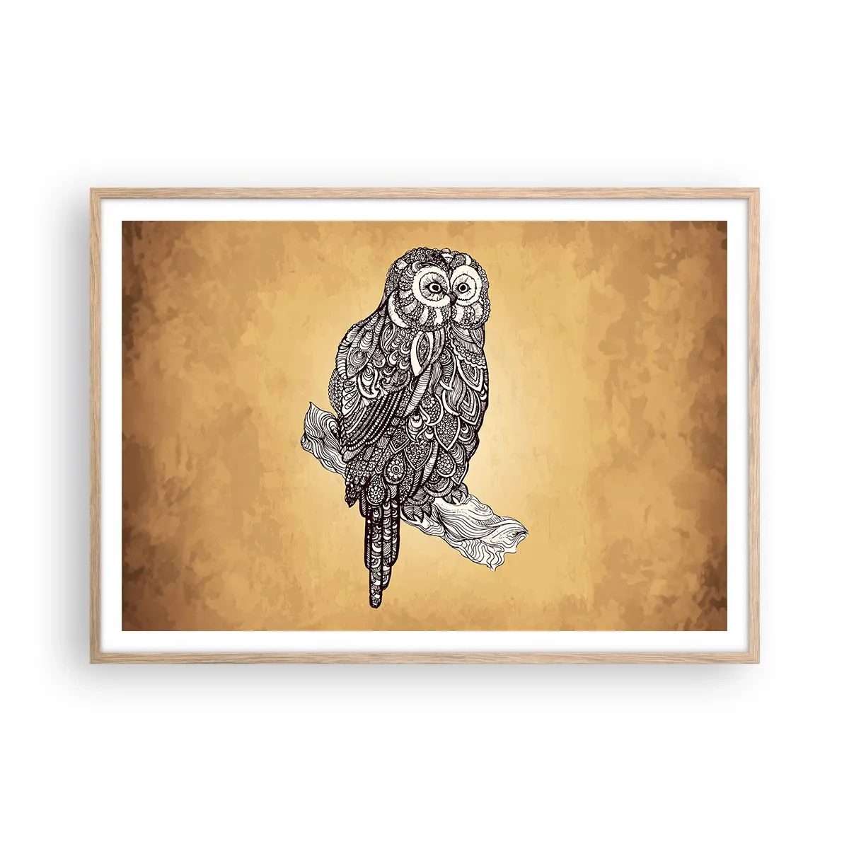 Poster in einem Rahmen aus heller Eiche - Kunstvolle Ornamente der Weisheit - 100x70 cm