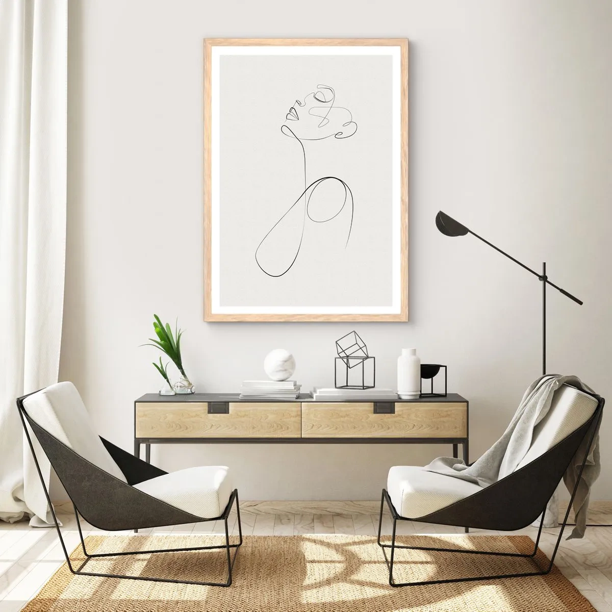 Poster in einem Rahmen aus heller Eiche - Versunken in Träumen - 30x40 cm