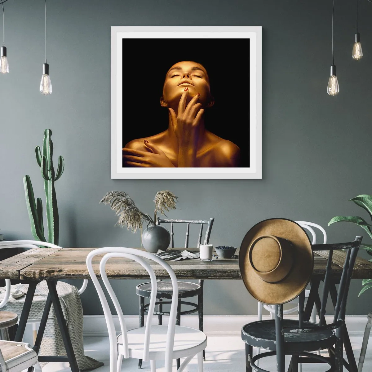 Poster in einem weißen Rahmen - Wie goldene Seide - 50x50 cm