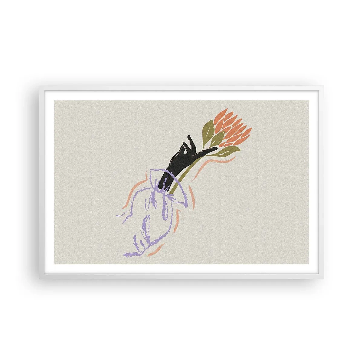 Poster in einem weißen Rahmen - Schwesterliche Berührung - 91x61 cm