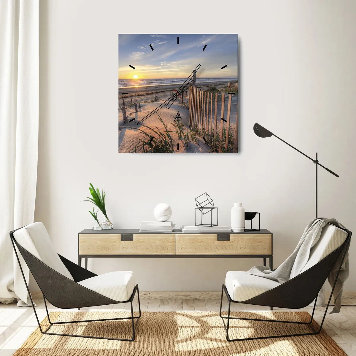 Wanduhr - Glasuhr - Schein und Schatten des Windes - 40x40 cm
