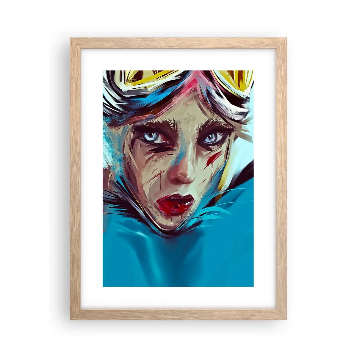 Poster in einem Rahmen aus heller Eiche - Strassenkämpferin - 30x40 cm