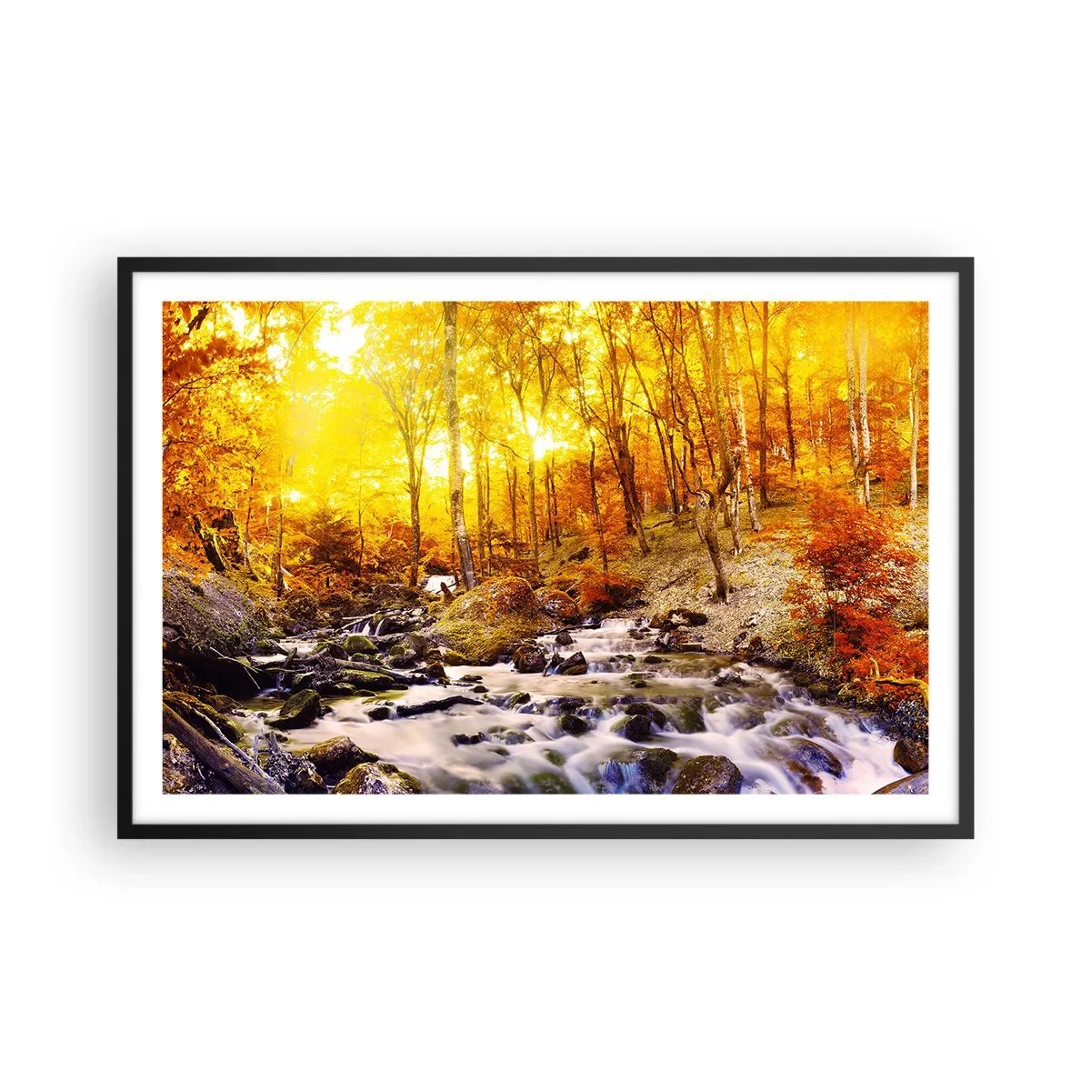 Poster in einem schwarzem Rahmen - In Gold und Platin gefasste Steine - 91x61 cm