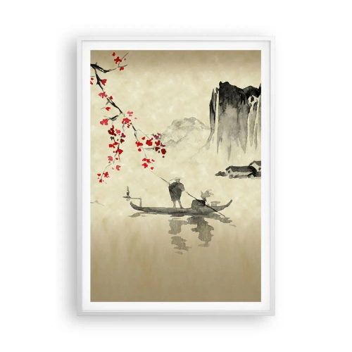 Poster in einem weißen Rahmen - Im Land der blühenden Kirschbäume - 70x100 cm