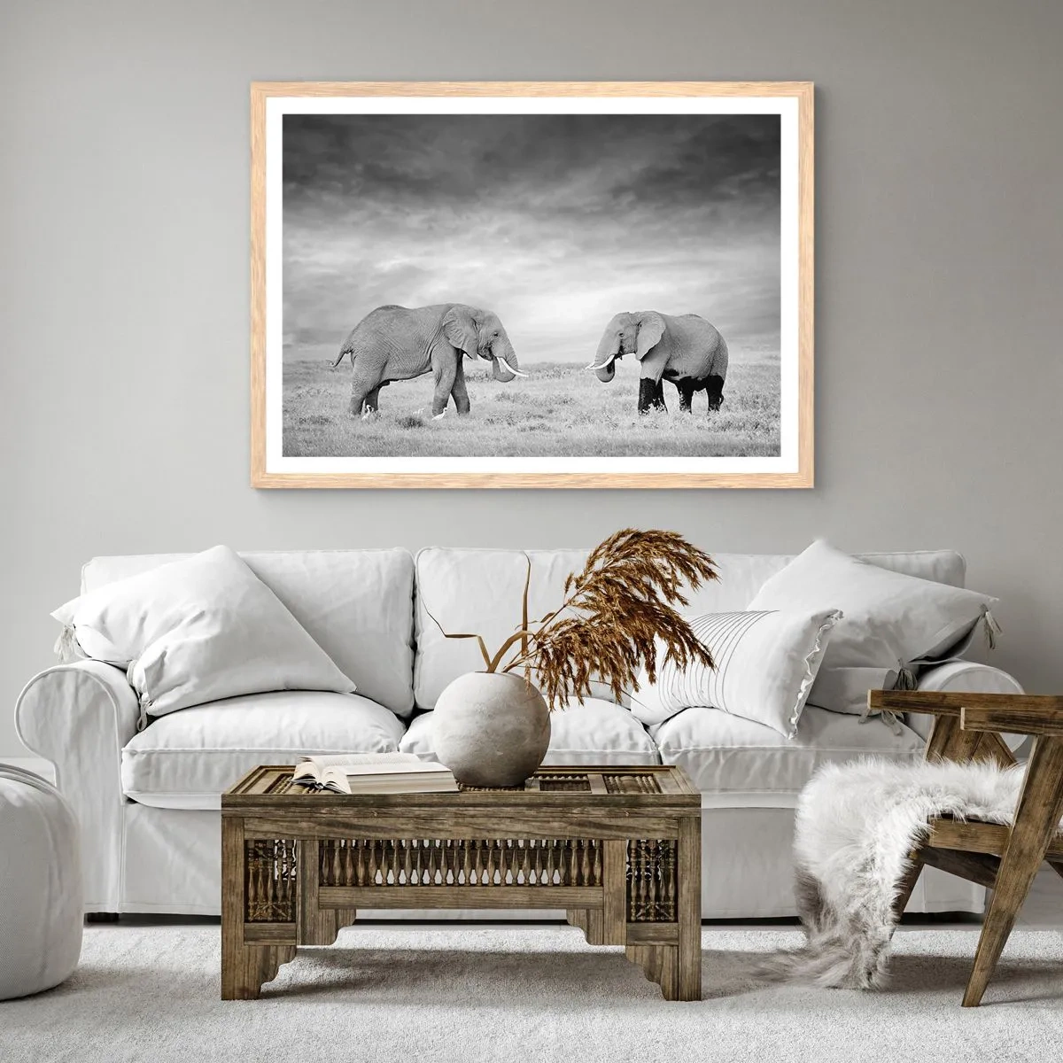Poster in einem Rahmen aus heller Eiche - Grau ist schön - 70x50 cm
