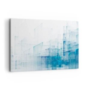 Bild auf Leinwand - Leinwandbild - Abstrakte geometrische Formen in Blautönen - 100x70cm - Wie der Raum wgeschaffen urde - Moderne Wanddekoration für Wohnzimmer und Schlafzimmer ARTTOR