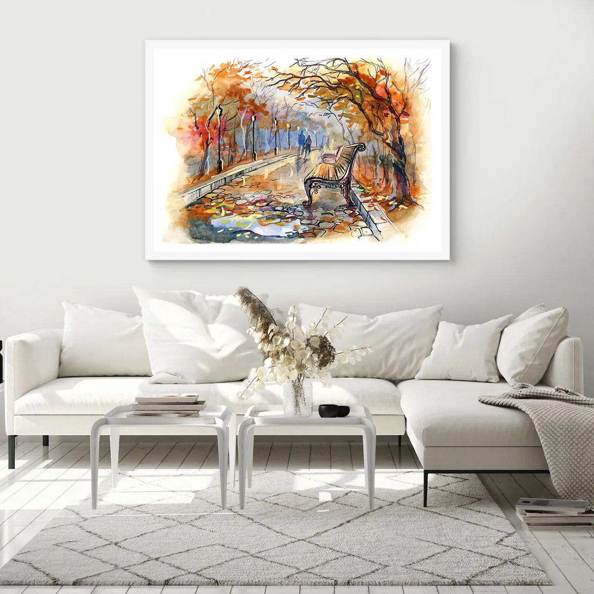 Poster in einem weißen Rahmen - Gemeinsam im Herbst wandern - 50x40 cm