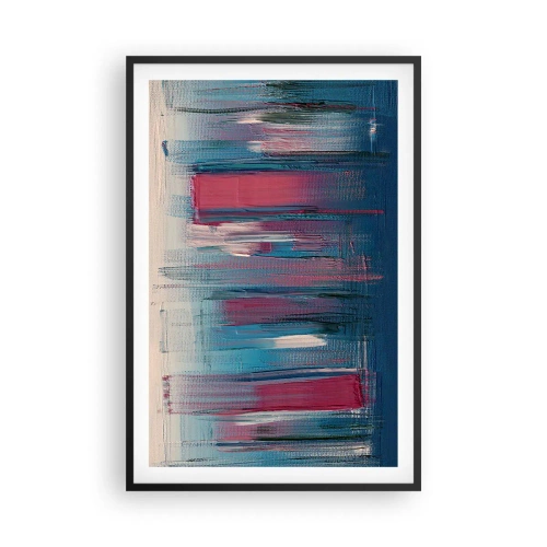 Poster in einem schwarzem Rahmen - Vertikale Komposition in Blau und Rot - 61x91 cm
