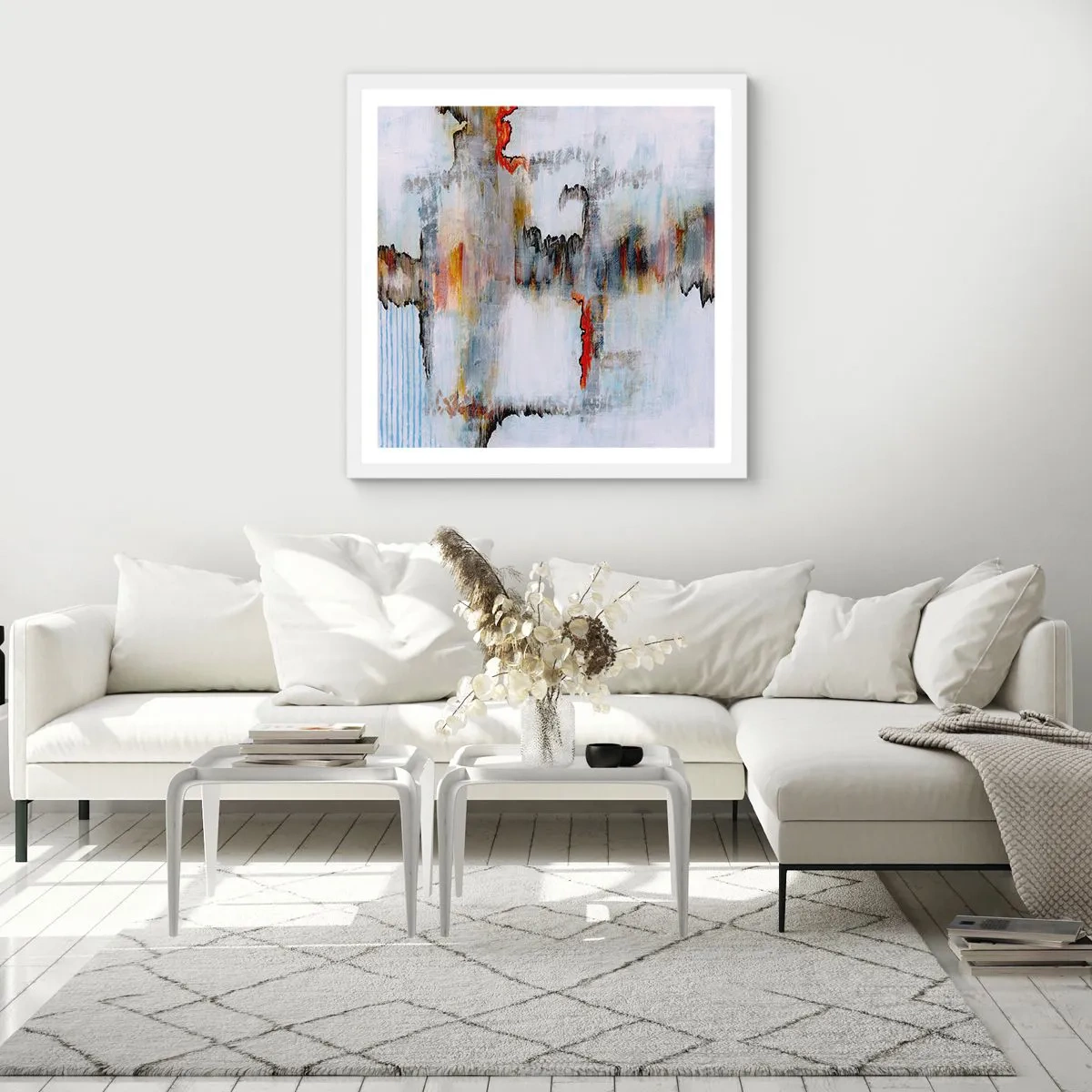 Poster in einem weißen Rahmen - Ein Stock auf dem Wasser - 50x50 cm