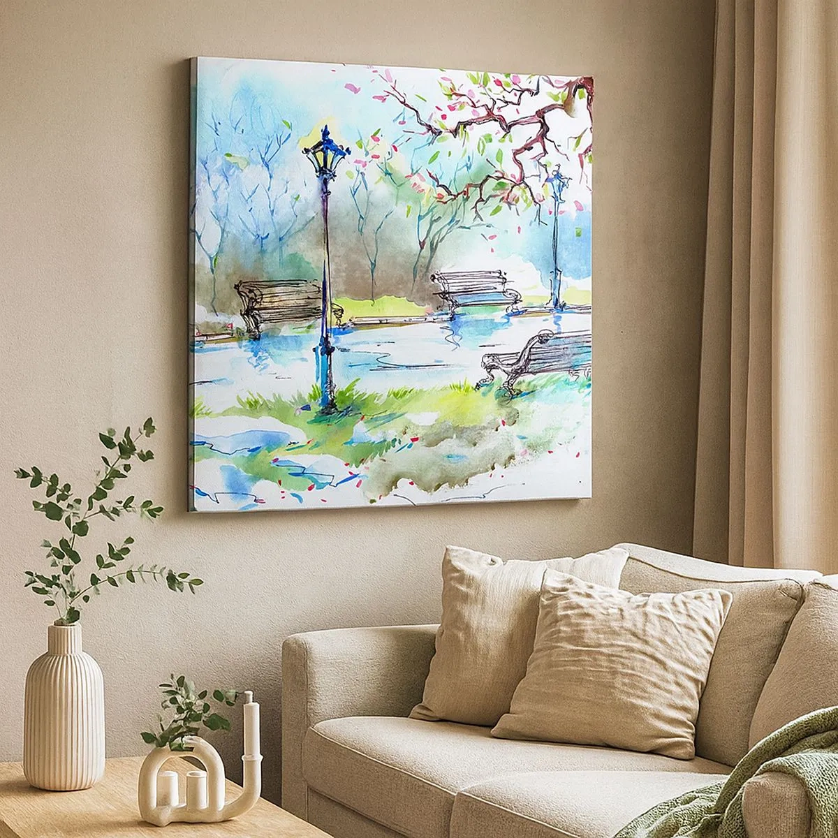 Bild auf Leinwand - Leinwandbild - Der Zauber der Stille des Parks - 30x30 cm