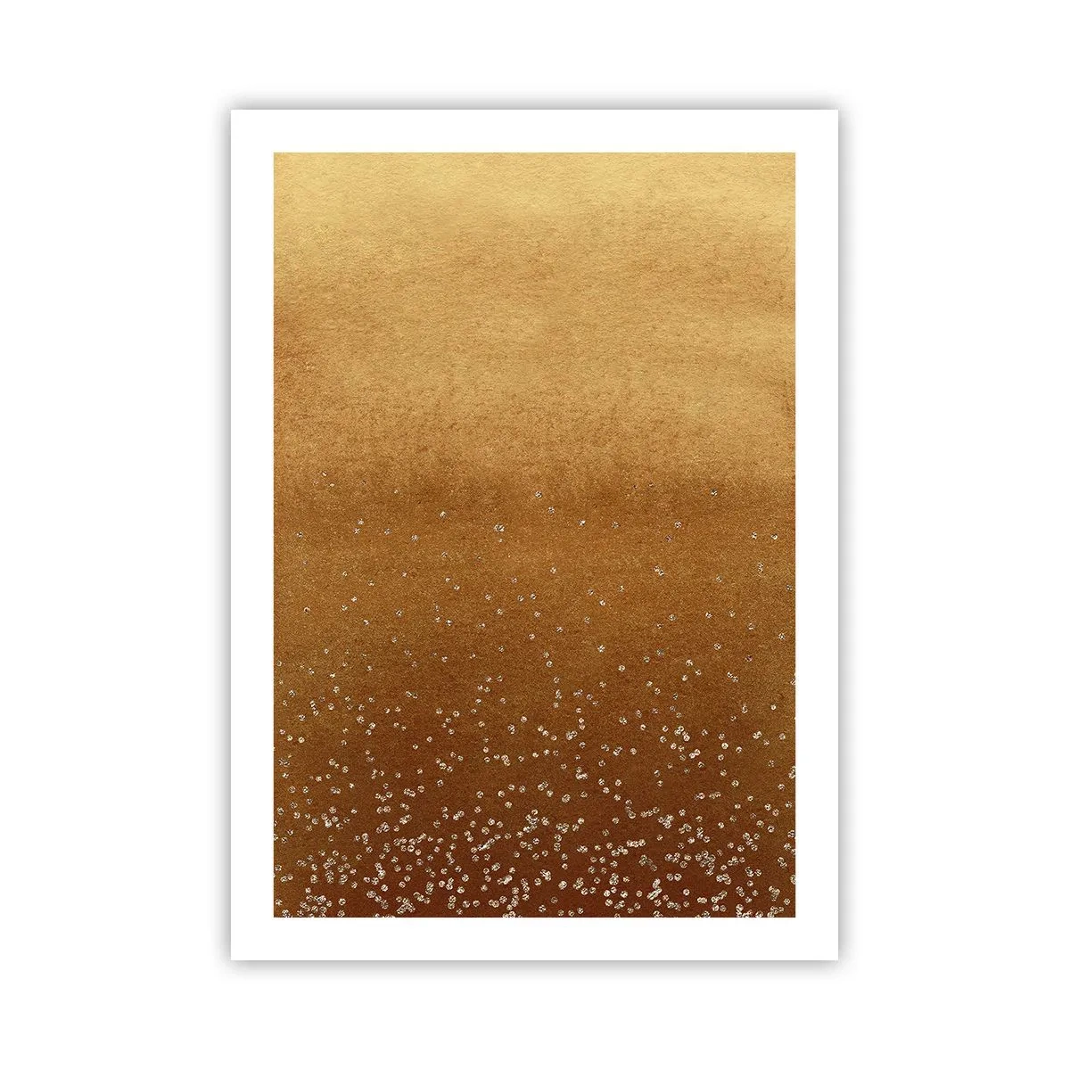Poster - Goldener Farbverlauf mit winzigen glitzernden Elementen - 50x70cm - Die Geburt des Lichts - Moderne Wanddekoration für Wohnzimmer und Schlafzimmer ARTTOR