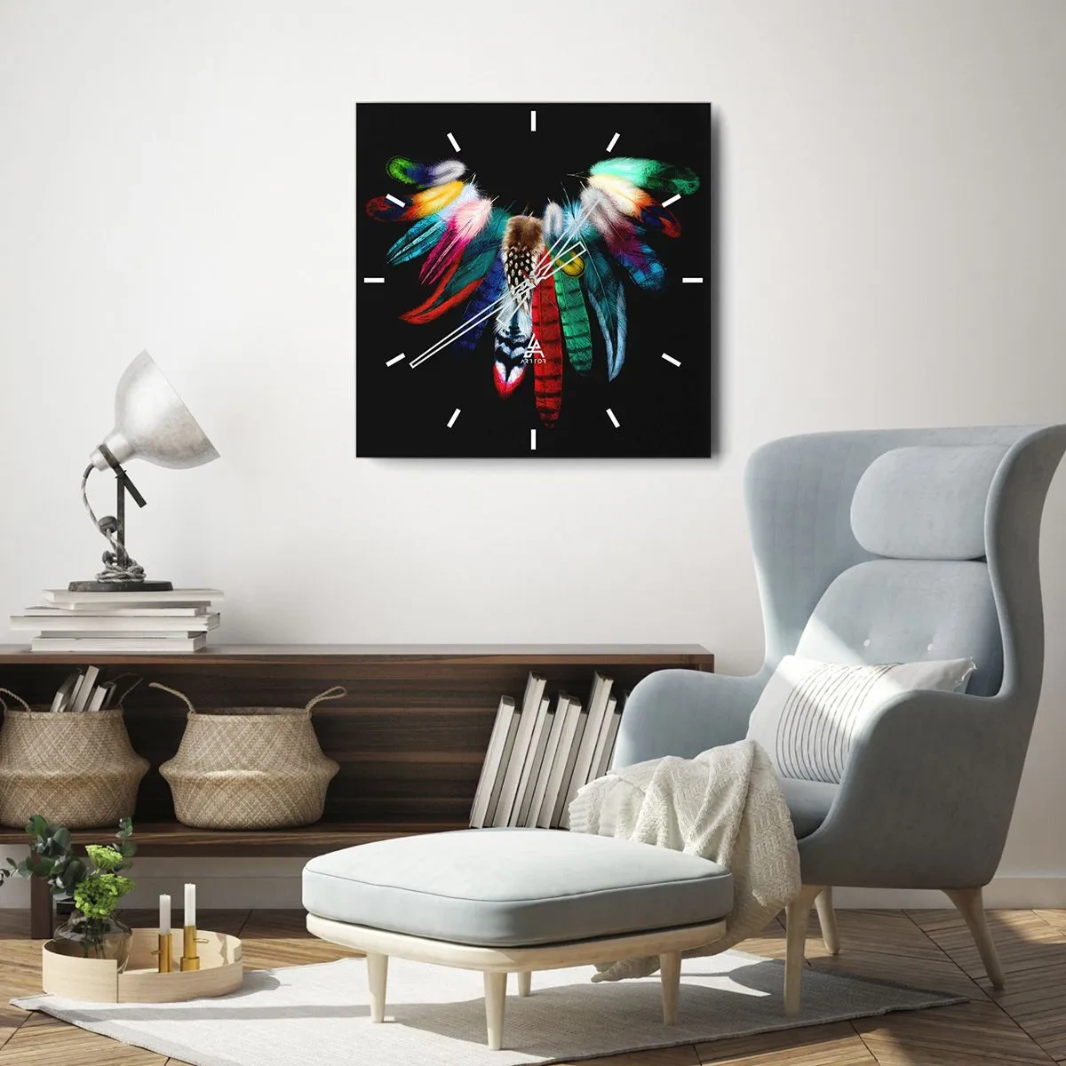 Wanduhr - Glasuhr - Indische Halskette - 40x40 cm