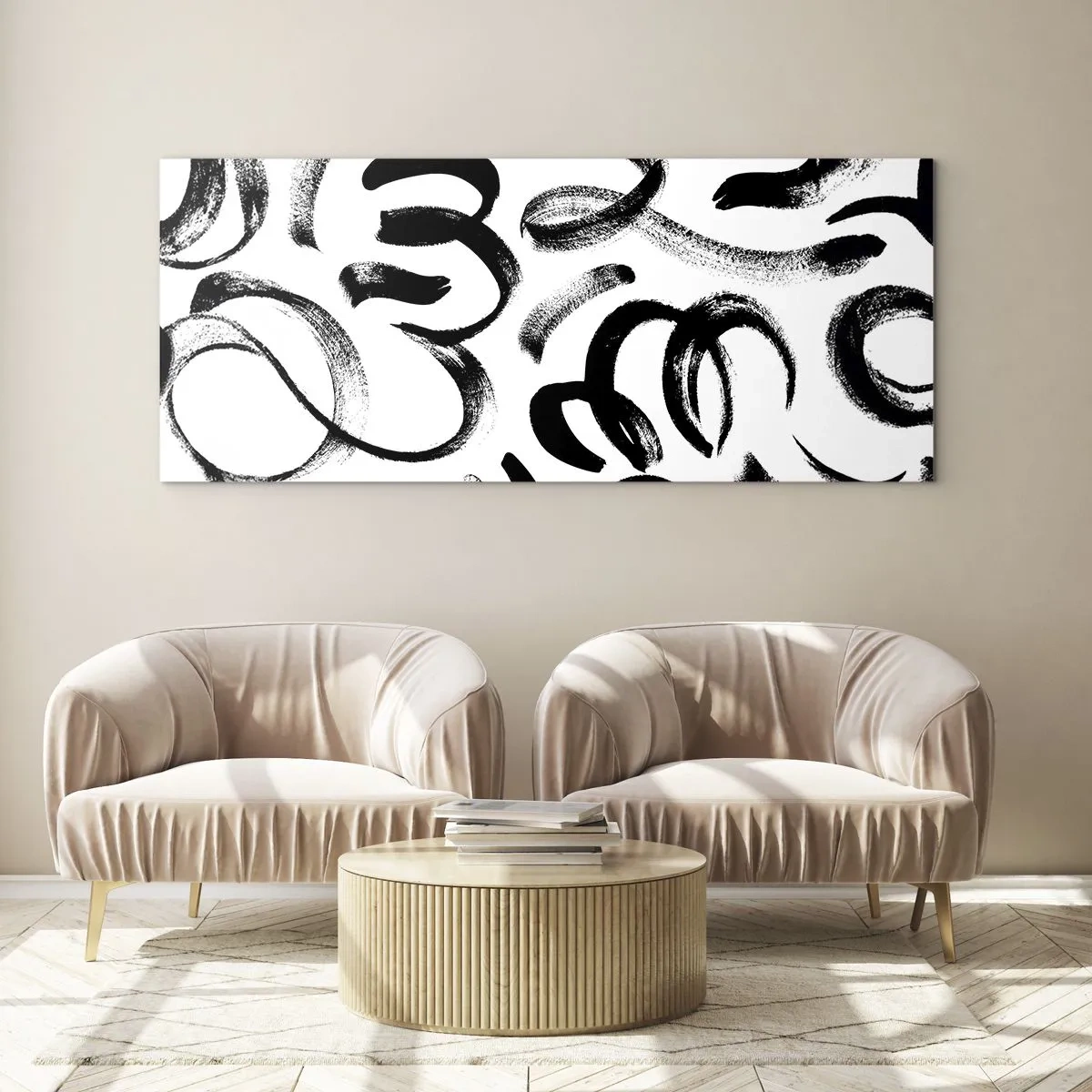 Glasbild - Bild auf glas - Schwarz auf Weiß - 100x40 cm