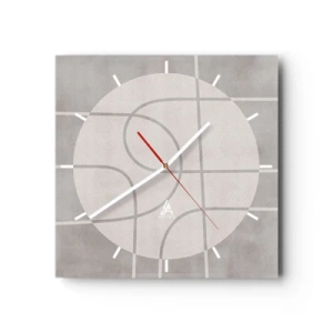 Wanduhr - Glasuhr - Geometrisches Muster in Grau- und Weißtönen - 30x30cm - Kreisförmig und geradeaus - Moderne Wanddekoration für Wohnzimmer und Schlafzimmer ARTTOR