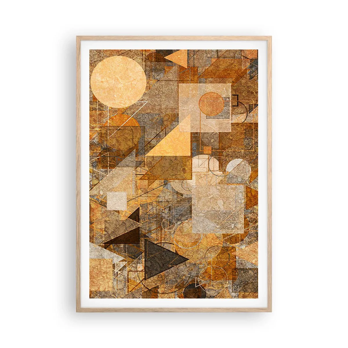 Poster in einem Rahmen aus heller Eiche - Eine kubistische Studie aus Bronze - 70x100 cm