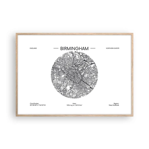 Poster in einem Rahmen aus heller Eiche - Anatomie von Birmingham - 100x70 cm