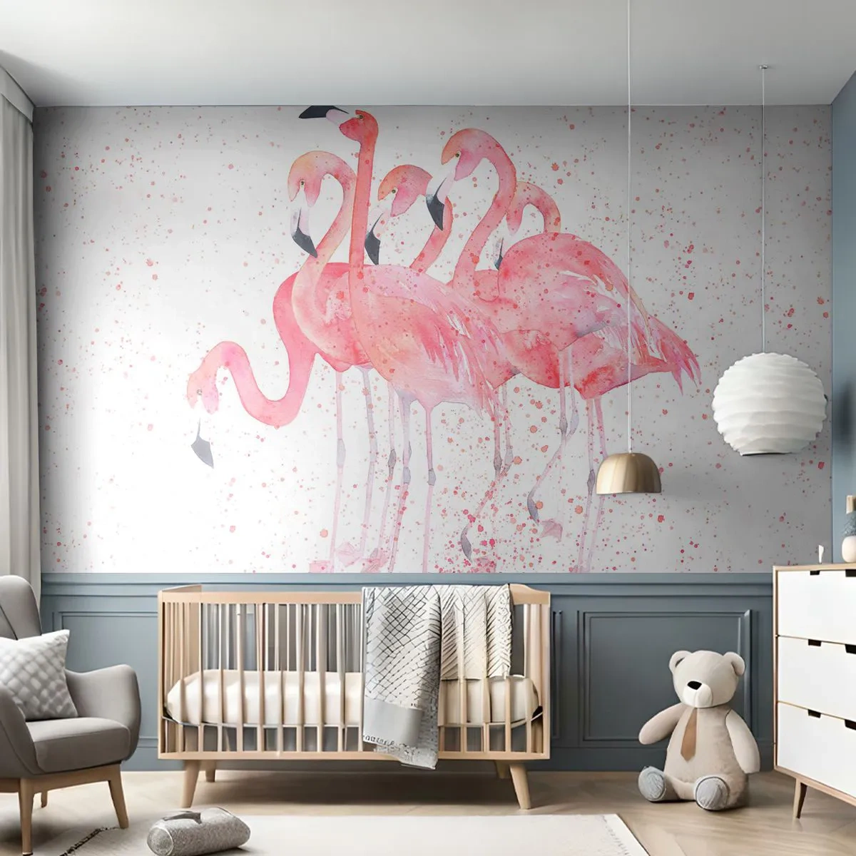 Fototapete Standard Eco - Rosa Ensemble - Flamingos, Vögel, Grafik - 150x105 cm
