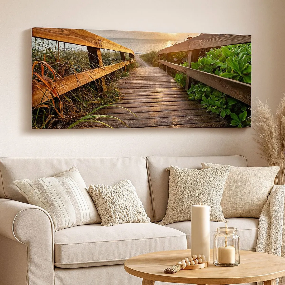 Bild auf Leinwand - Leinwandbild - Und direkt ans Ufer - 100x40 cm