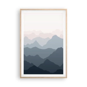 Poster in einem Rahmen aus heller Eiche - Wellen der Berge - 61x91 cm