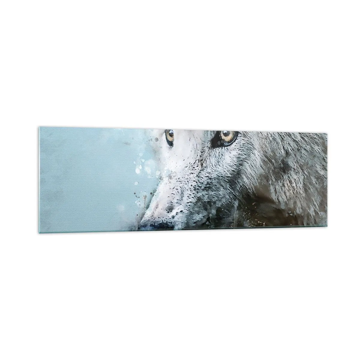 Glasbild - Bild auf glas - Aquarellporträt eines Wolfes - 160x50cm - Lerne die Wolfsseele kennen - Moderne Wanddekoration für Wohnzimmer und Schlafzimmer ARTTOR