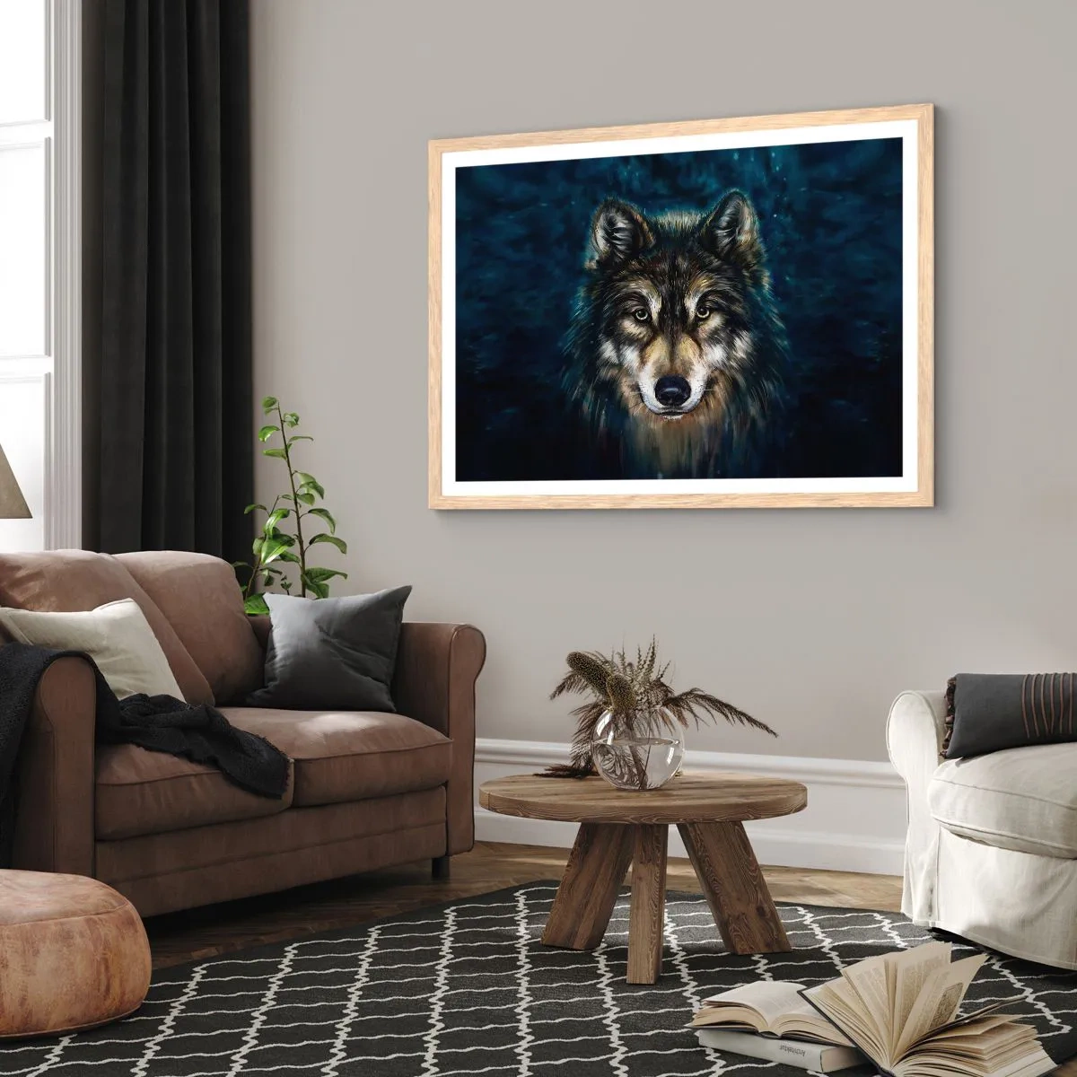Poster in einem Rahmen aus heller Eiche - Alpha? Und Omega - 91x61 cm